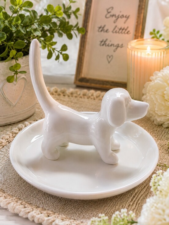 Other - White Ceramic Puppy Ring Holder Trinket Dish | Jewelry Organizer | NWOT